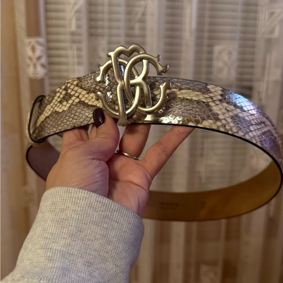 Roberto Cavalli Python Leather Belt w/ RC Logo Buckle | Size 40 / 80 - Picture 3 of 6